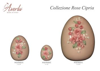 Uovo Grande Cipria Con Rose H.19 Cm In Porcellana Di Capodimonte Completo Di Scatola