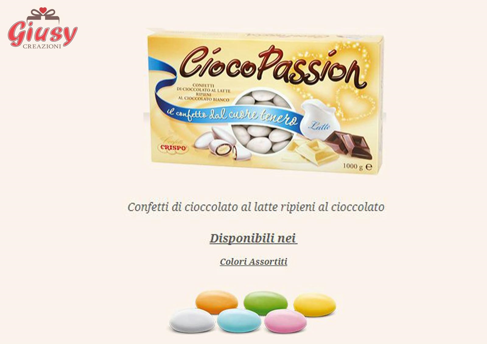 Confetti CiocoPassion Colori Assortiti Di Cioccolato Al Latte Ripieni Al Cioccolato Bianco Confezione 1Kg
