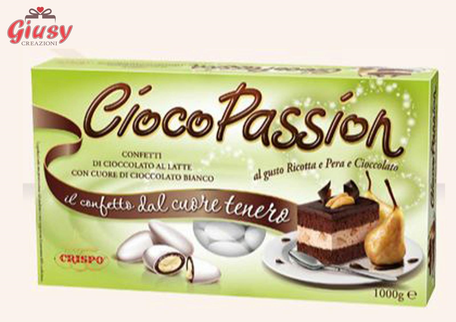 Confetti CiocoPassion Di Cioccolato Al Latte Con Cuore Di Cioccolato Bianco Confezione 1Kg Ricotta E Pera E Cioccolato
