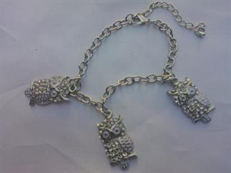 Bracciale Metallo Tris Gufetto Multistrass  Cm 10
