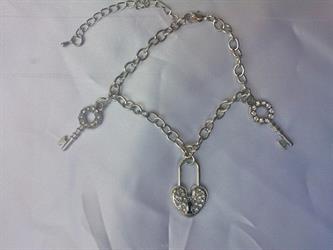 Bracciale Metallo Con  Chiavi e Lucchetto Multistrass  Cm 10