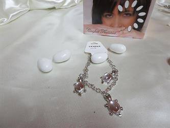 Bracciale Metallo Tris Tartaruga Con Pietra Bianca Cm 10