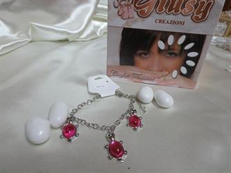 Bracciale Metallo Tris Tartaruga Con Pietra Fuxia Cm 10
