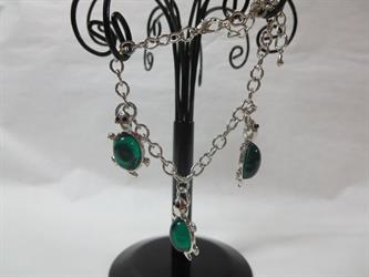 Bracciale Metallo Tris Tartaruga Con Pietra Verde Cm 10