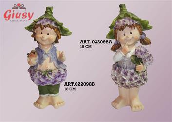 Folletta Glicine In Piedi Resina 18 Cm Con Fiori Ortensia