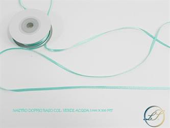 Nastro Doppio Raso Verde Acqua Cm 3  100 Metri