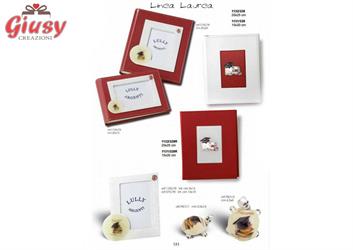 Album Rosso Laurea In Pelle 20x25 Cm Con Placca In Resin Bagno Argento Completa Di Scatola