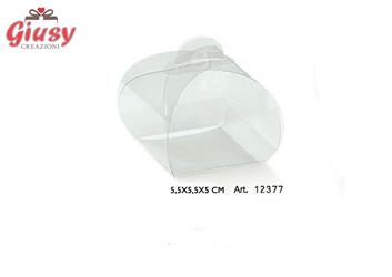 Scatolina Portaconfetti Tortina In Pvc Trasparente 5,5x5,5xh.5 Cm