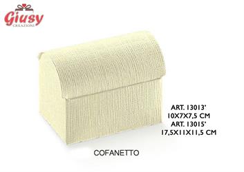 Bauletto In Cartoncino Decoro Seta Avorio 10x7xh.7,5 Cm
