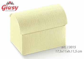 Cofanetto In Cartoncino Decoro Seta Avorio 17,5x11xh.11,5 Cm