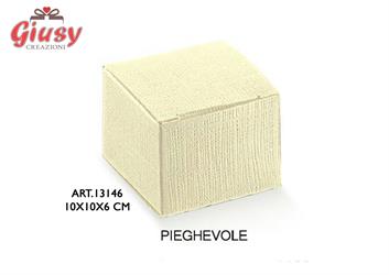 Scatola Pieghevole Decoro Seta Avorio 10x10xh.6 Cm