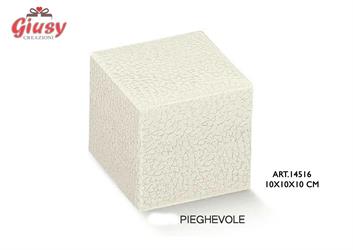 Scatola Pieghevole In Cartoncino Decoro Pelle Bianca 10x10x10Cm 10*200