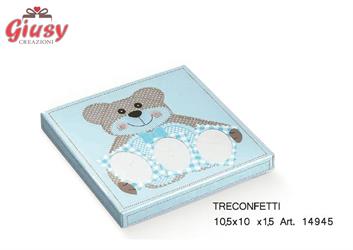 Porta Confetti A 3 105x100x15 Ted Bear Azzurro 1*200