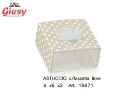 Astuccio In Pvc Con Cartoncino Fiore Decoro Atelier Tortora 6x6xh.3 Cm 1*200