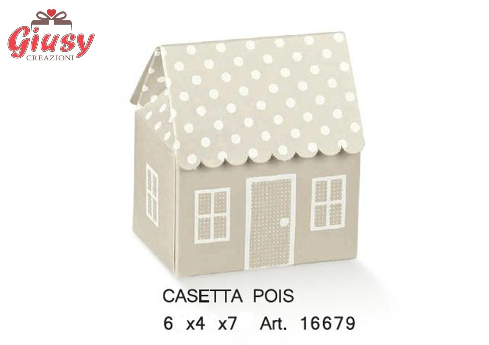 Casetta Porta Confetti Pois In Cartoncino Decoro Atelier Tortora 6x4xh.7 Cm   1*200