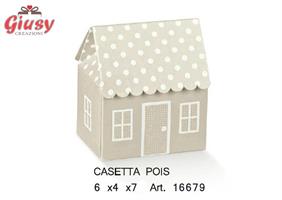 Casetta Porta Confetti Pois In Cartoncino Decoro Atelier Tortora 6x4xh.7 Cm   1*200