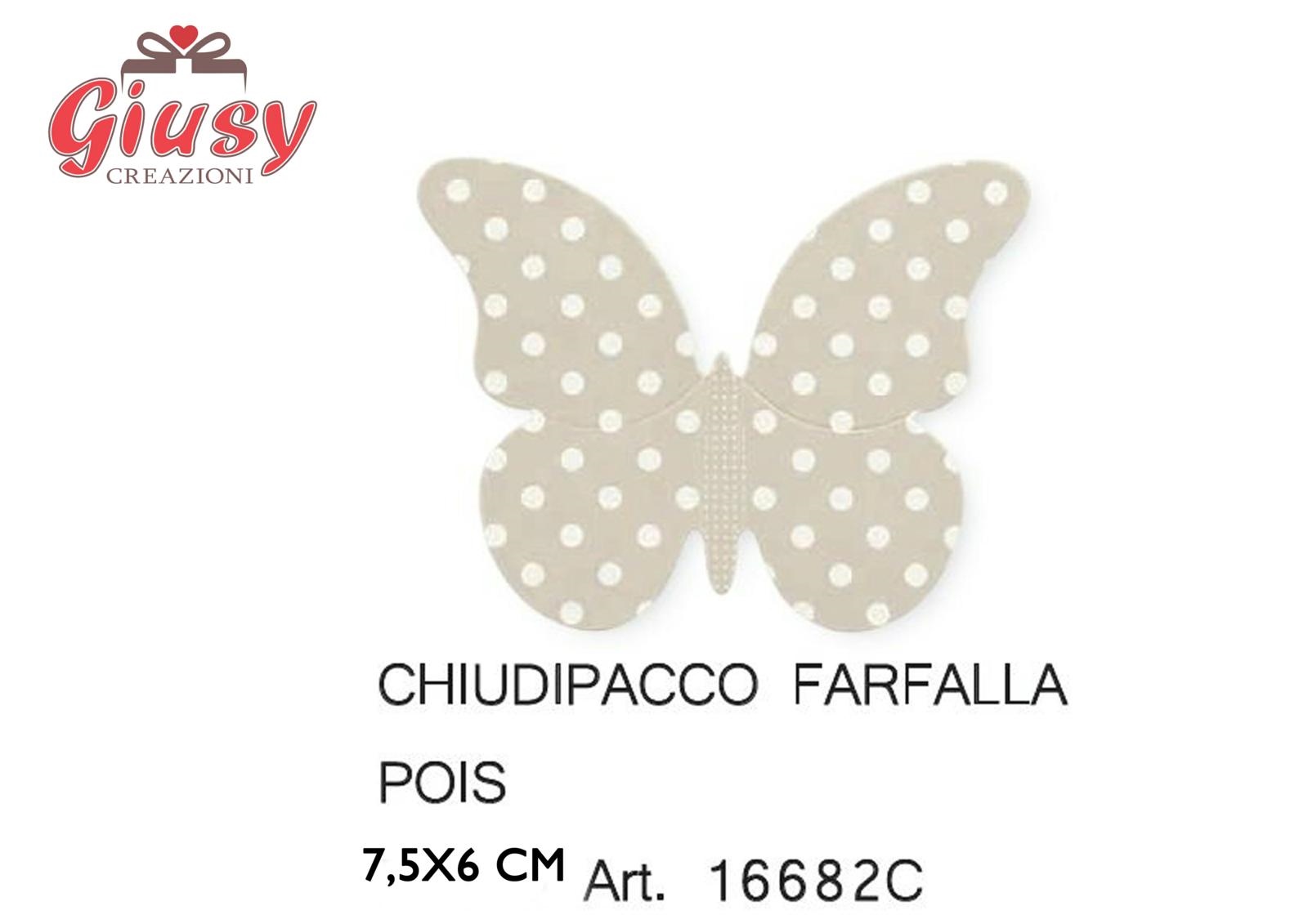 Chiudi Pacchi Farfalla Pois  In Cartoncino Decoro Atelier Tortora 7,5xh.6 Cm