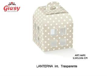 Lanterna In Cartoncino Decoro Atelier Tortora 5,5x5,5xh.6 Cm
