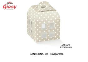 Lanterna In Cartoncino Decoro Atelier Tortora 5,5x5,5xh.6 Cm
