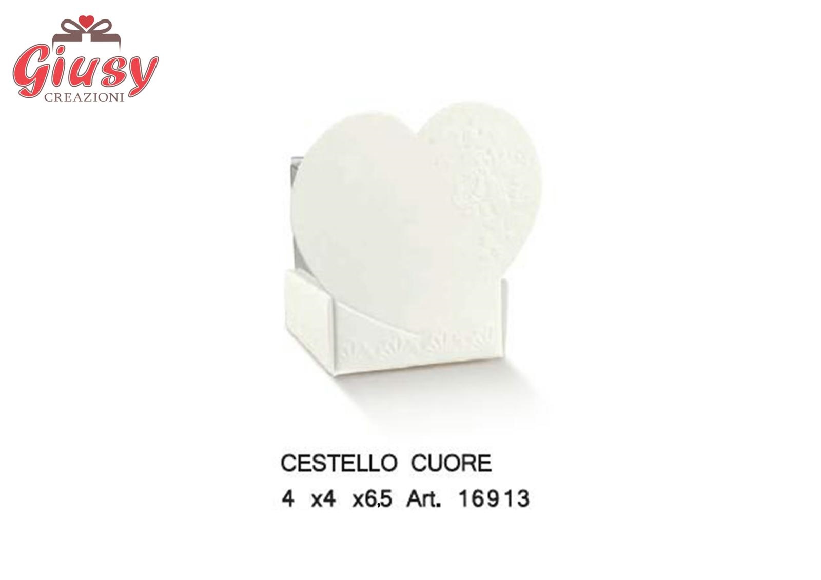 Cestello Cuore Bianco 4x4x6,5 Linea White    10*200