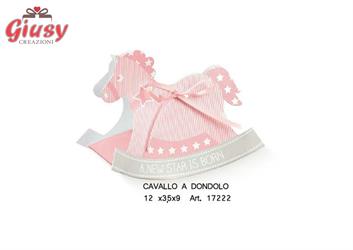 Cavalluccio a dondolo Portaconfetti Decoro Star Rosa 12x3,5xh.9 Cm 10*200