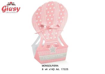 Mongolfiera Portaconfetti Decoro Star Rosa 6x4xh.14,5 Cm 10*200