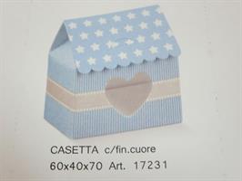 Casetta Con Cuore Portaconfetti Decoro Star Azzurra 6x4xh.7 Cm