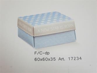 Scatolina Fondo e Coperchio Portaconfetti Decoro Star Azzurra 6x6x3,5 Cm