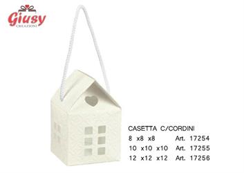 Casetta Con Cuore In Cartoncino Decoro Matalasse' Bianco 8x8xh.8 Cm  10*200