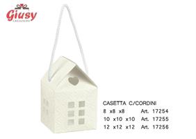 Casetta Con Cordino In Cartoncino Decoro Matalasse' Bianco 12x12xh.12 Cm 10*200