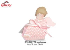 Scatolina Portaconfetti Angioletto Seduto Colore Rosa 6x4x10 Cm 10*200