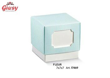 Scatolina Fleur Millerighe Colore Azzurro 7x7x7 Cm