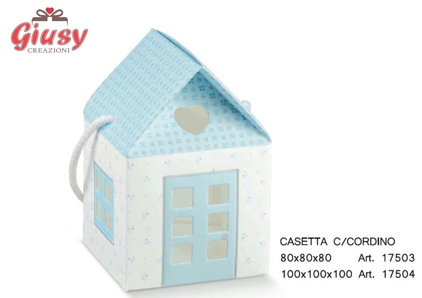 Casetta Con Cordino Bloom Azzurro 10x10x10 Cm