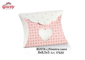 Busta Con Finestra Cuore Rosa 8x8,5x3 Cm