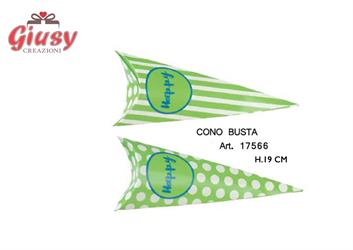Cono Busta Happy Verde H.19 Cm