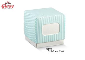 Scatolina Fleur Millerighe Colore Azzurro 9x9x9 Cm