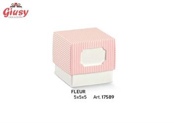 Scatolina Fleur Millerighe Colore Rosa 5x5x5 Cm