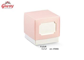 Scatolina Fleur Millerighe Colore Rosa 7x7x7 Cm