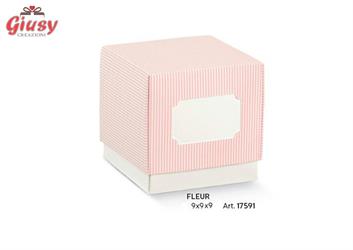 Scatolina Fleur Millerighe Colore Rosa 9x9x9 Cm