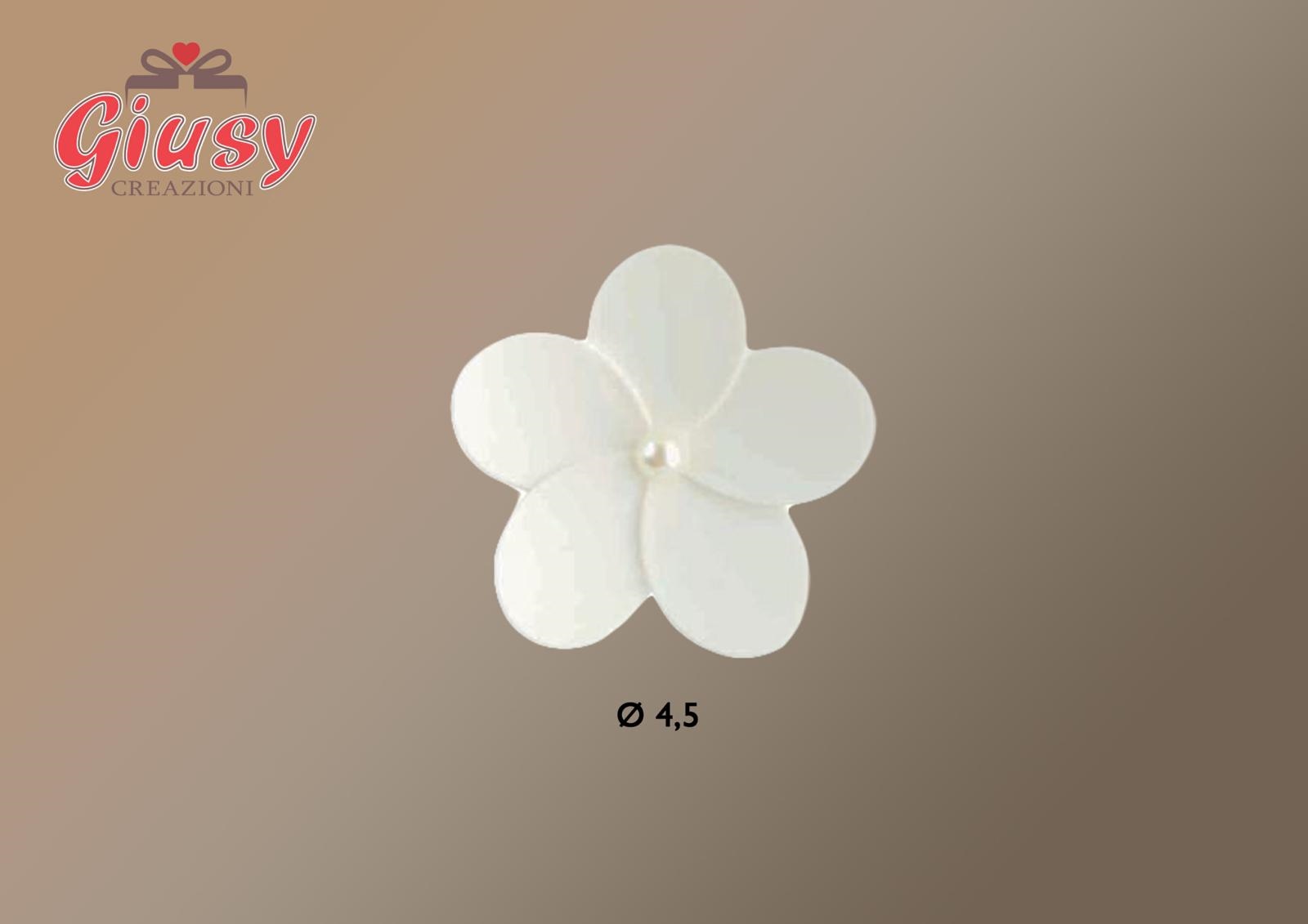 Fiore Bianco Con Adesivo D.4,5 Cm