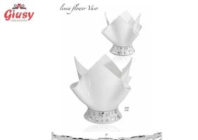 Vaso Grande Fiori In Resina Bagno Argento H.24 Cm Completo Di Astuccio