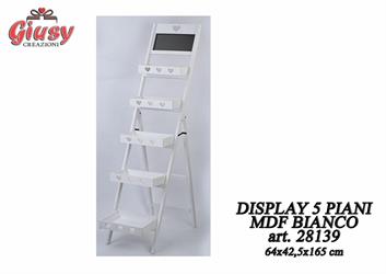 Display 5 Piani Mdf Colore Bianco 64x42,5x165 Cm 1*2