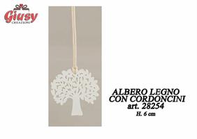 Albero Legno Bianco Con Cordoncini H.6 Cm 12*1152