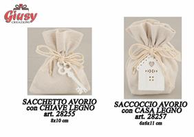 Sacchetto Avorio Con Chiave In Legno 8x10 Cm 12*576