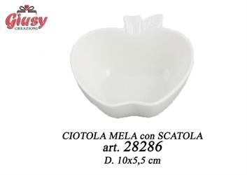 Ciotola Mela In Ceramica D.10x5,5 Cm Con Scatola 12*48