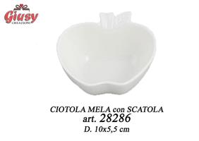 Ciotola Mela In Ceramica D.10x5,5 Cm Con Scatola 12*48