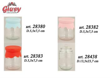 Barattolo Vetro Con Coperchio Silicone Rosa D.5,5x7,5 Cm 24*72
