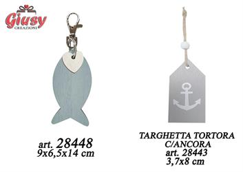 Targhetta Tortora Con Ancora In Legno 3,7x8 Cm 12*576