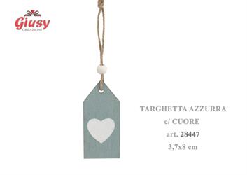 Targhetta Azzurra Cuore In Legno 3,7x8 Cm 12*576