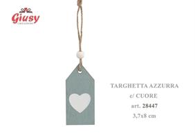 Targhetta Azzurra Cuore In Legno 3,7x8 Cm 12*576